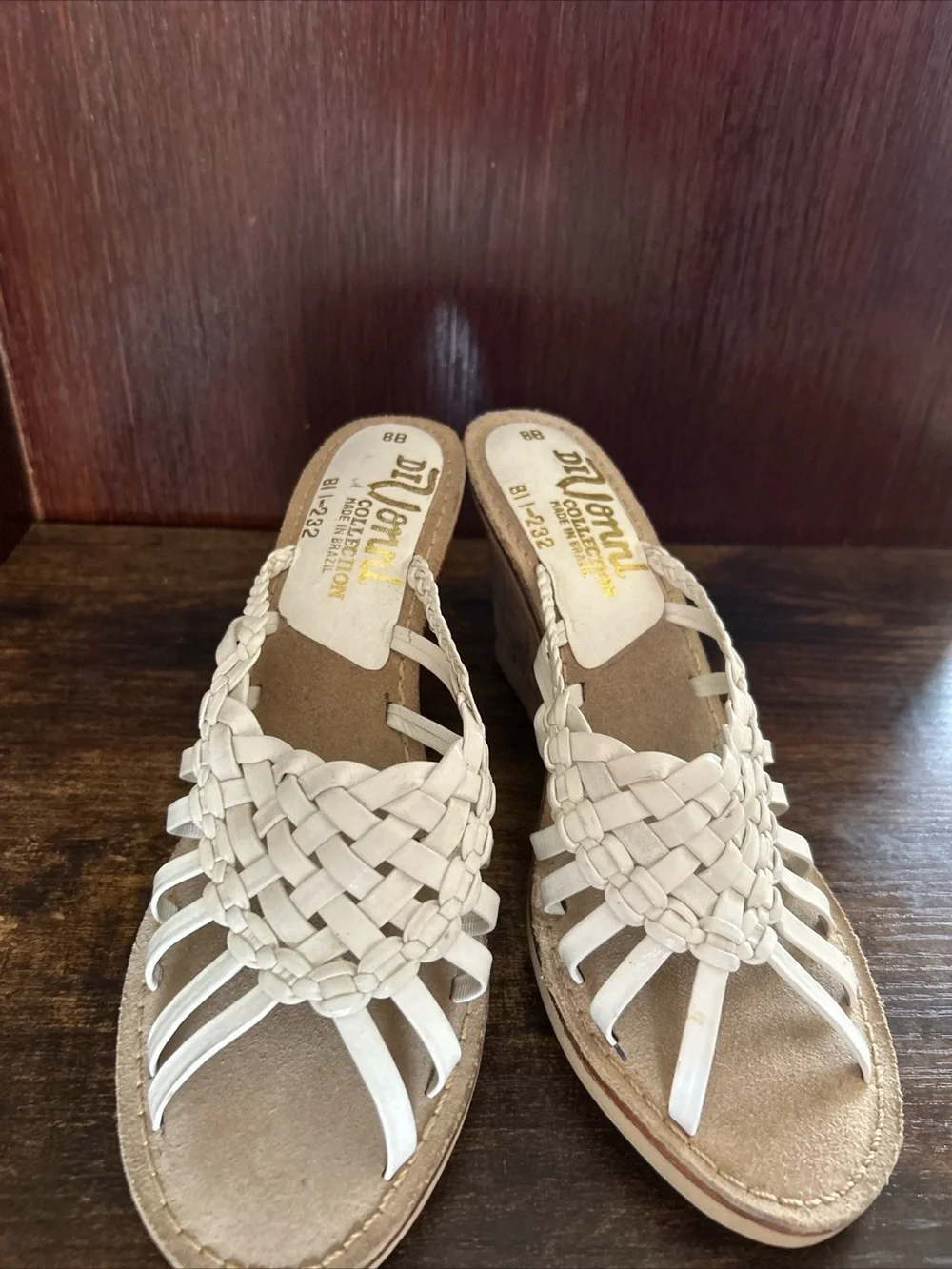 Vintage 1970s DiVonni White Braided Wedge Sandals - Picture 3 of 6